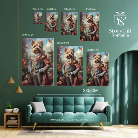  Tablou Canvas Personalizat Rege În Grădina Castelului Cu Căpă Roz Și FluturiMarime 40x25CM [5]