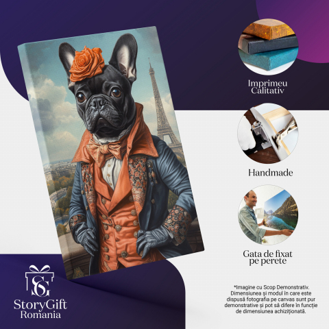 Tablou Canvas Personalizat - Animal Regal la Paris în Ținută Albastră
Marime 90x60CM [3]