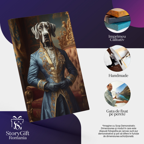  Tablou Canvas Personalizat Rege Regal Cu Jachetă Albastră Și Detalii AuriiMarime 40x25CM [3]