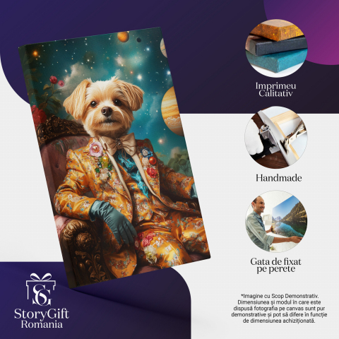 Rege pe Tron în Spațiu cu Costum Regal și Papion GalbenMarime 40x25CM [3]