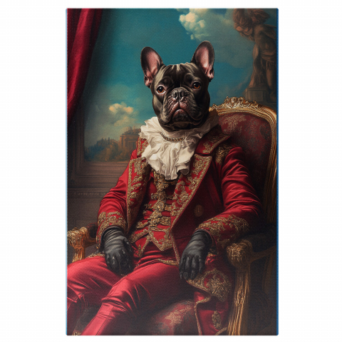 Regal -  Tablou Canvas Personalizat Rege Pe Tron Roșu Cu Guler Ruff AlbMarime 40x25CM