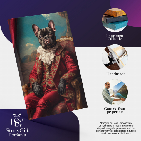  Tablou Canvas Personalizat Rege Pe Tron Roșu Cu Guler Ruff AlbMarime 70x50CM [3]