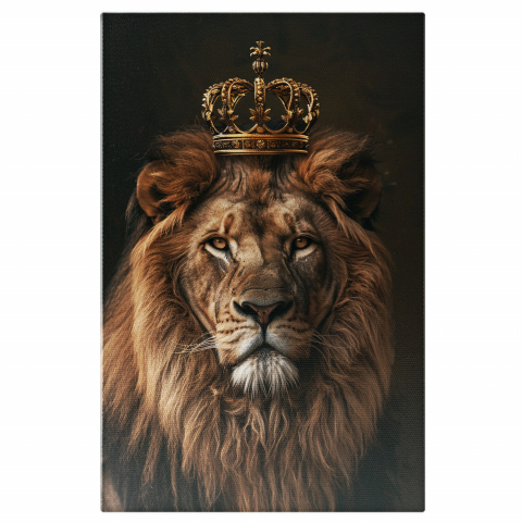 Regele Leu Incoronat cu Coama Bogată - Tablou Canvas, Marime 40x25CM