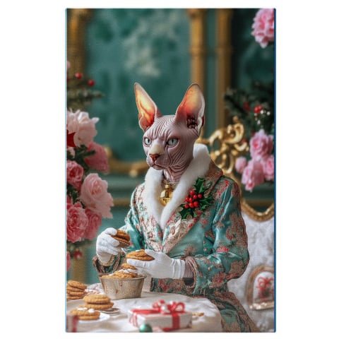 Sărbători -  Tablou Canvas Personalizat Regina Iernii Cu Jachetă Elegantă Și PrăjituriMarime 40x25CM