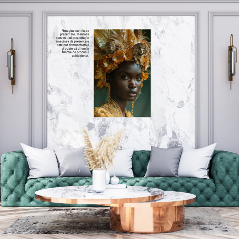 Regina Încoronată cu Figurine de Lei și Palarie din Pene, Marime 40x25CM [2]