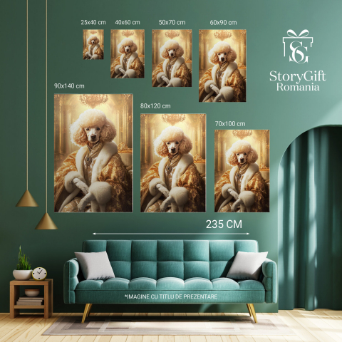  Tablou Canvas Personalizat Regina Pe Tron Auriu Cu Haină De Blană Și MedalionMarime 40x25CM [5]