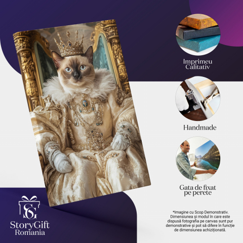  Tablou Canvas Personalizat Regina Pe Tron De Aur Cu Diamante Și CoroanăMarime 100x70CM [3]