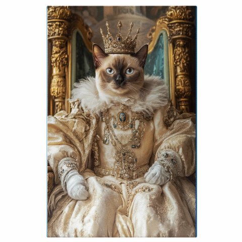 Regal -  Tablou Canvas Personalizat Regina Pe Tron De Aur Cu Diamante Și CoroanăMarime 40x25CM