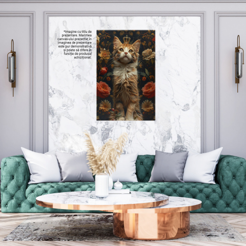 Regina Pisică cu Coroană și Flori, Marime 40x25CM [2]