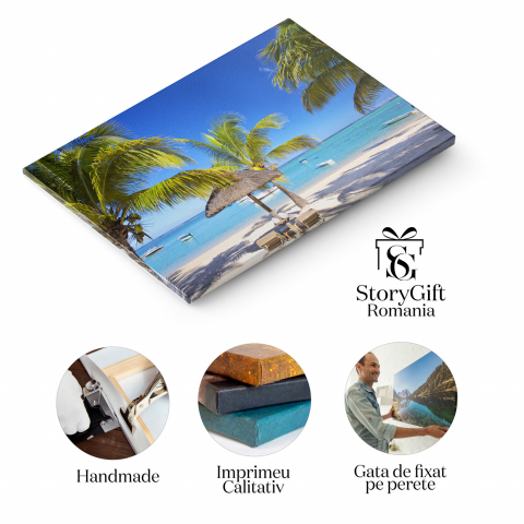 Tablou Canvas: Relaxare pe Plaja Mauritius - Liniște și Paradis Tropical, Marime 40x25CM [1]