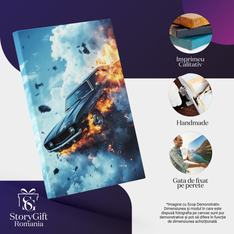 Tablou Canvas - Roți Înfierbântate deasupra Norilor Furioși: Cascadorie în Cer, Marime 40x25CM [1]