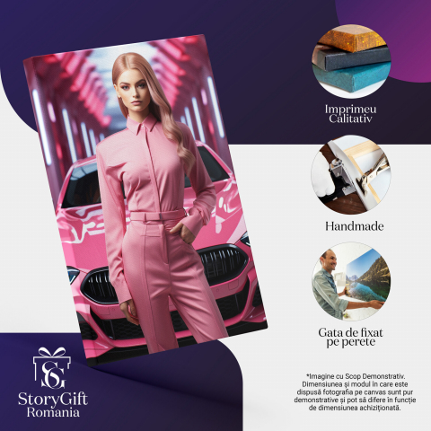 Tablou Canvas - Rozul Magic Barbie și Secretul Mașinii Decapotate Fermecate, Marime 40x25CM [1]