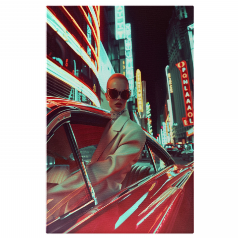 Vehicule - Tablou Canvas - Sacou cu Umeri Largi Feminin și Ochelari la Modă, Marime 40x25CM