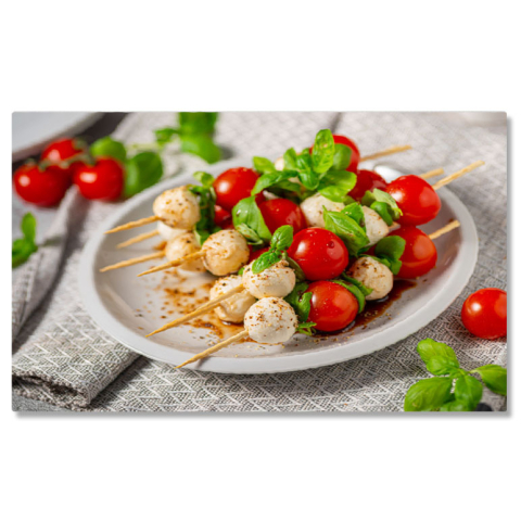Mâncare - Tablou Canvas: Salata Caprese, Aroma Mediterranean? - Fresh, Basil, Mozzarella 40x25CM