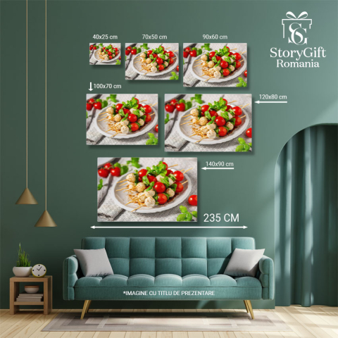 Tablou Canvas: Salata Caprese, Aroma Mediterranean? - Fresh, Basil, Mozzarella 40x25CM [4]