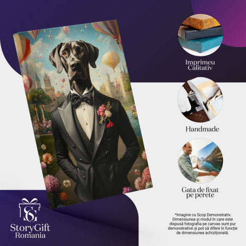  Tablou Canvas Personalizat Valentine's Day Cu Flori Roz Și PapionMarime 40x25CM [3]