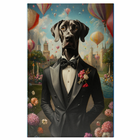 Personalizate cu Animalul Tau -  Tablou Canvas Personalizat Valentine's Day Cu Flori Roz Și PapionMarime 40x25CM