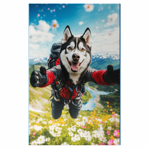 Flori - Tablou Canvas Personalizat - Animal Parașutist în Lan de FloriMarime 40x25CM