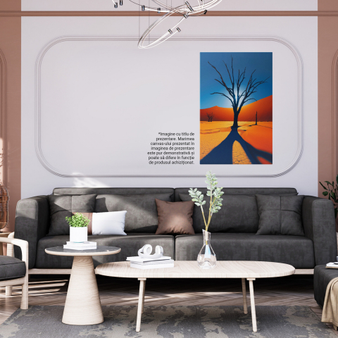 „Tablou Canvas Seceta Deșertului cu Pomi Golași și Umbre sub Soarele Strălucitor”, Marime 40x25CM [3]