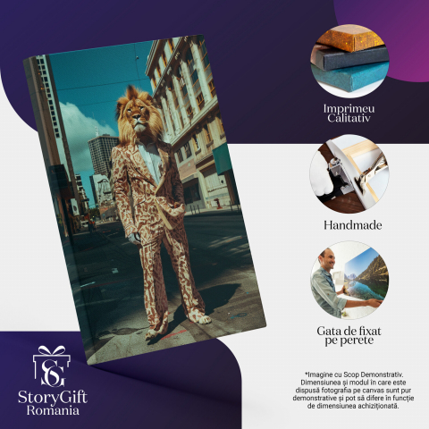 Șeful Leu în Costum - Tablou Canvas Digital, Marime 40x25CM [1]