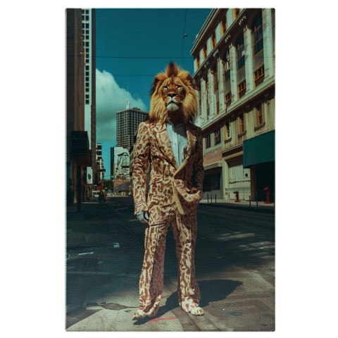 Șeful Leu în Costum - Tablou Canvas Digital, Marime 40x25CM