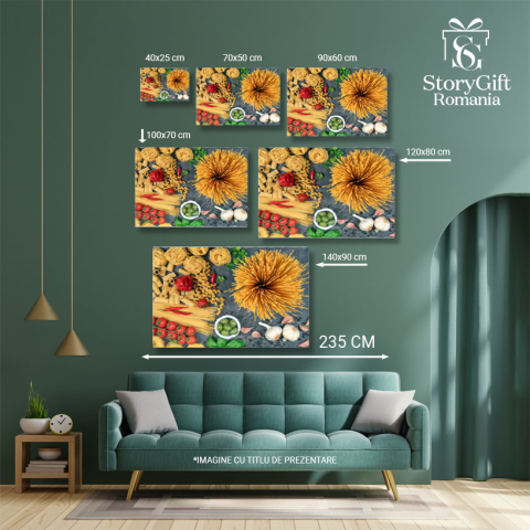 Tablou Canvas Selectie de Paste Italiene, Paste Uscate, mancare, paste, ingrediente, Italia, bucatarie. 3980 40x25CM [4]