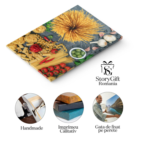 Tablou Canvas Selectie de Paste Italiene, Paste Uscate, mancare, paste, ingrediente, Italia, bucatarie. 3980 40x25CM [1]