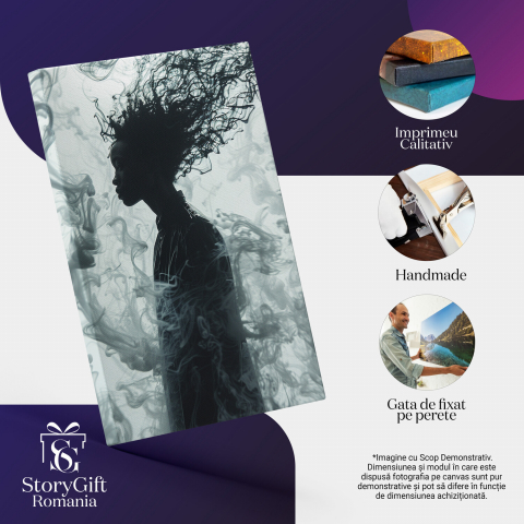 Silueta Furată de Fumul Dens - Fermitate în Vâltoarea Fumului Negru, Marime 40x25CM [1]