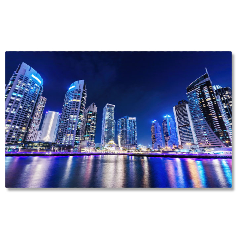 Tablouri Canvas - Tablou Canvas: Silueta moderna a orasului Dubai la noapte Peisaj Urban, Dubai, Silueta Urbana 40x25CM