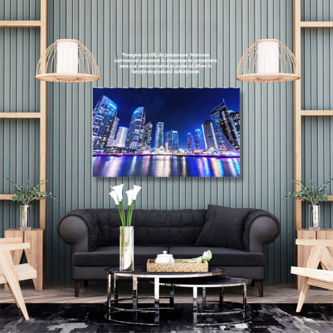 Tablou Canvas: Silueta moderna a orasului Dubai la noapte Peisaj Urban, Dubai, Silueta Urbana 40x25CM [2]