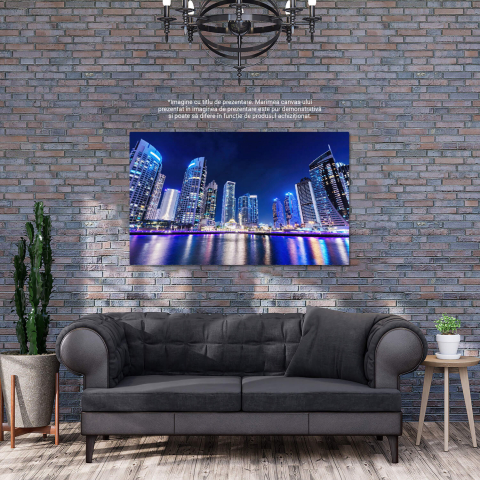 Tablou Canvas: Silueta Modernă a Orașului Dubai la Noapte, Marime 40x25CM [2]