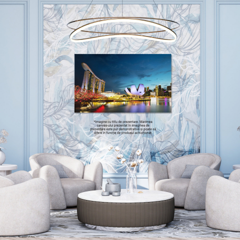 Silueta Orașului Singapore la Apus: Skyline cu Podul Helix, Marime 40x25CM [2]