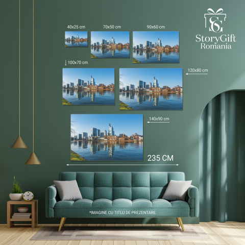 Skyline Frankfurt cu Râul Main și Clădiri 2023, Marime 40x25CM [3]