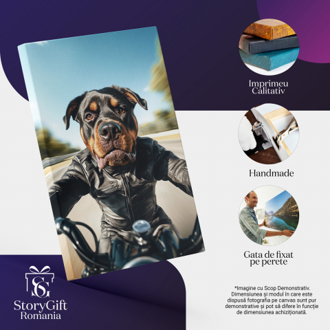  Tablou Canvas Personalizat Șofer Pe Motocicletă Conducând Cu VitezăMarime 40x25CM [3]