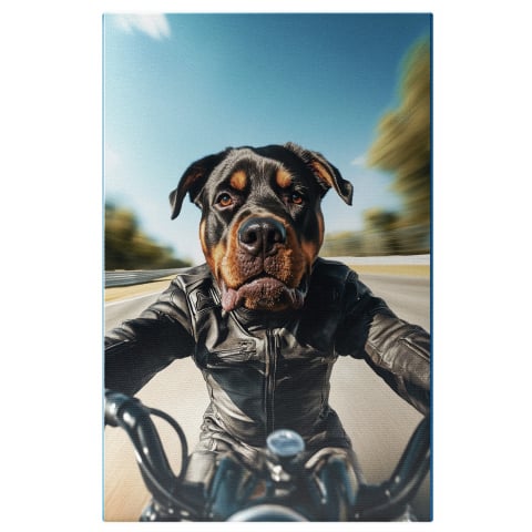 Vehicule -  Tablou Canvas Personalizat Șofer Pe Motocicletă Conducând Cu VitezăMarime 40x25CM