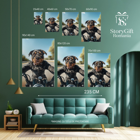  Tablou Canvas Personalizat Șofer Pe Motocicletă Conducând Cu VitezăMarime 40x25CM [5]