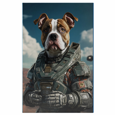 Războinici -  Tablou Canvas Personalizat Soldat American Cu Uniformă De Robot Și ArmăMarime 40x25CM