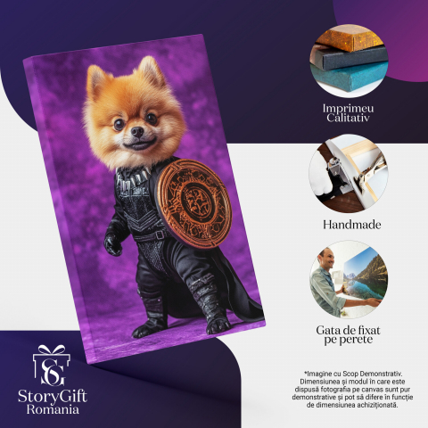  Tablou Canvas Personalizat Super Erou Cu Armura Neagră Și Scut AuriiMarime 40x25CM [3]