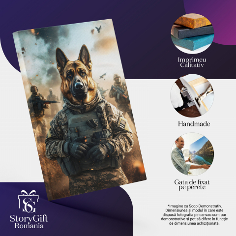  Tablou Canvas Personalizat Soldat American Pe Frontul De Luptă Cu ArmeMarime 40x25CM [3]