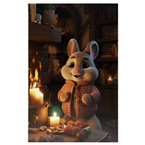 Marimea 40x25CM - Tablou Canvas:  Soricel la Masa O Gustare intr-o Atmosfera Calduroasa - Fotografie de Animale Pictura Digitala 40x25CM