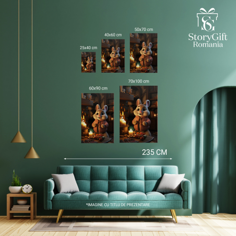 Tablou Canvas:  Soricel la Masa O Gustare intr-o Atmosfera Calduroasa - Fotografie de Animale Pictura Digitala 40x25CM [2]