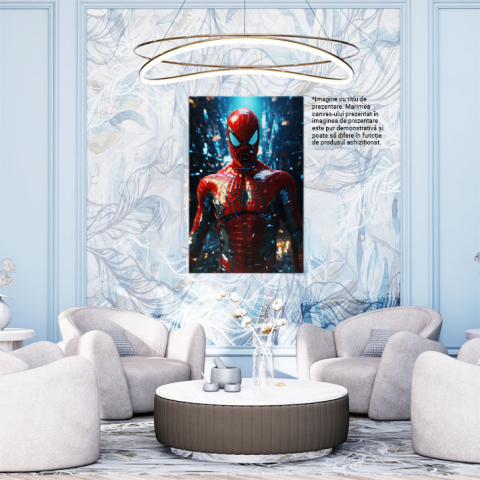Tablou Canvas:  SpiderMan în Costum Roșu- Desene Animate Pictura Digitala 40x25CM [1]