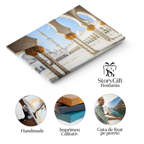Tablou Canvas - Splendoarea Arhitecturala a Moscheei Sheikh Zayed: Arce, Marmura si Detalii de Lux in Abu Dhabi 40x25CM [1]