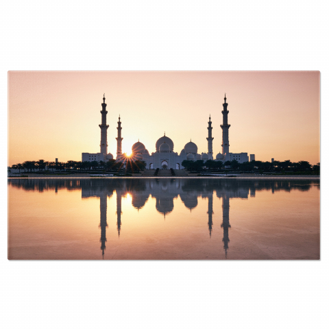 Apă & Natură - Tablou Canvas: Reflexia Splendorii Moscheei Sheikh Zayed, Marime 40x25CM