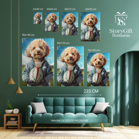  Tablou Canvas Personalizat Sportiv Pe Teren Cu Hanorac Albastru Și Minge De FotbalMarime 40x25CM [5]