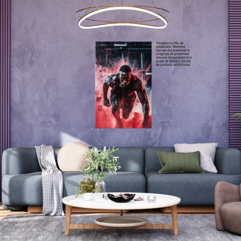Tablou Canvas - Sportiv în Mișcare cu Explozie de Pudră Roșie, Marime 40x25CM [2]