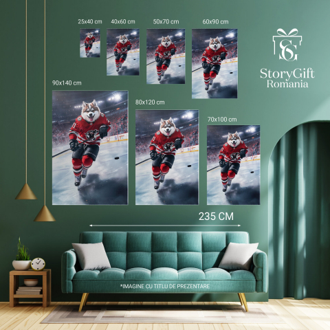  Tablou Canvas Personalizat Sportiv Pe Gheață Cu Echipament RoșuMarime 40x25CM [5]