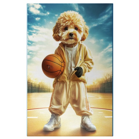 Sport -  Tablou Canvas Personalizat Sportiv Pe Teren De Baschet Cu Trening GalbenMarime 40x25CM