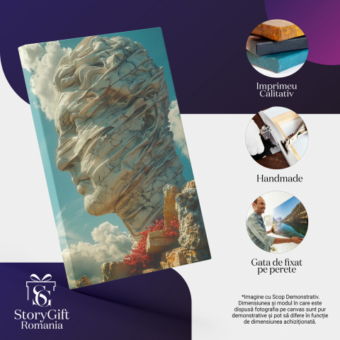 Statuie Chip Masculin pe Vârful unei Stânci cu Floricele Roz, Marime 40x25CM [1]