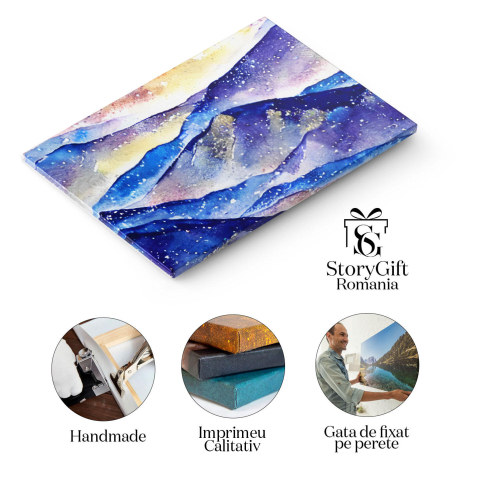 Tablou Canvas: Stil contemporan realizat din pensulă - Munți în culori abstracte 40x25CM [1]